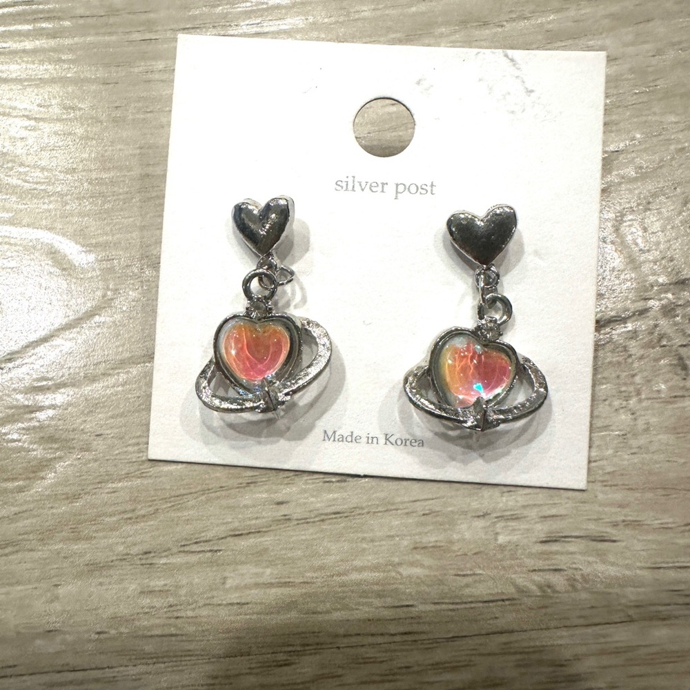 korean heart earrings